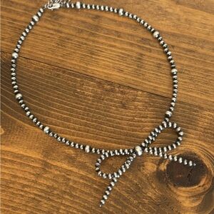 Navajo Pearl Style Sterling Silver Bow Tie necklace